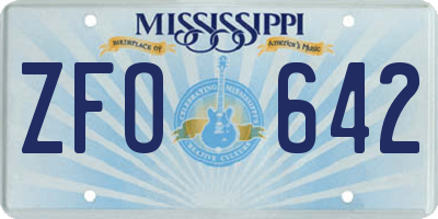 MS license plate ZFO642