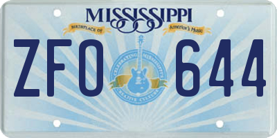 MS license plate ZFO644
