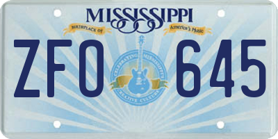 MS license plate ZFO645