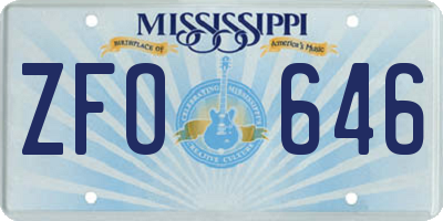 MS license plate ZFO646