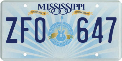 MS license plate ZFO647