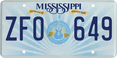 MS license plate ZFO649
