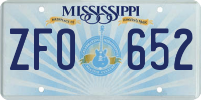 MS license plate ZFO652