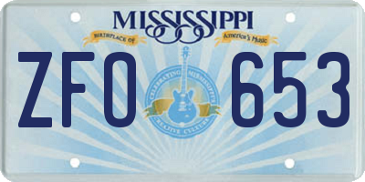 MS license plate ZFO653