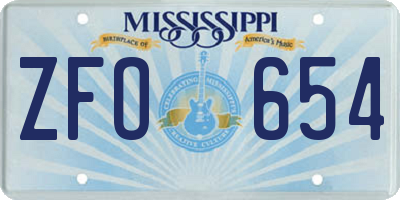 MS license plate ZFO654