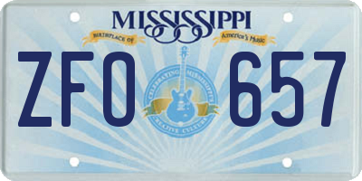 MS license plate ZFO657