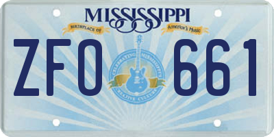 MS license plate ZFO661