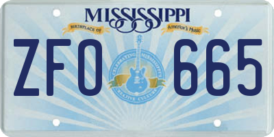 MS license plate ZFO665