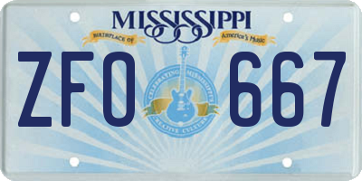 MS license plate ZFO667