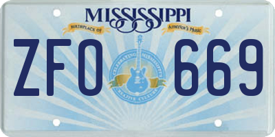 MS license plate ZFO669