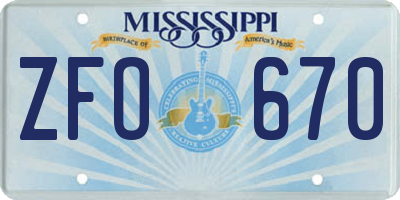 MS license plate ZFO670