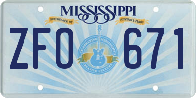 MS license plate ZFO671