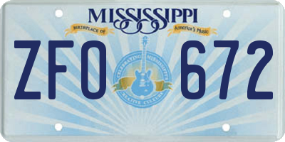 MS license plate ZFO672