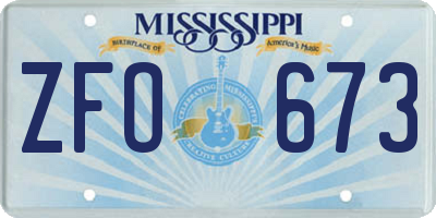 MS license plate ZFO673