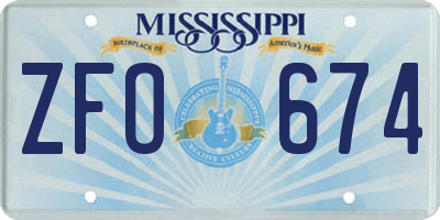 MS license plate ZFO674