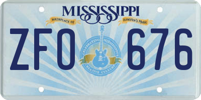 MS license plate ZFO676