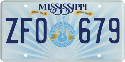 MS license plate ZFO679