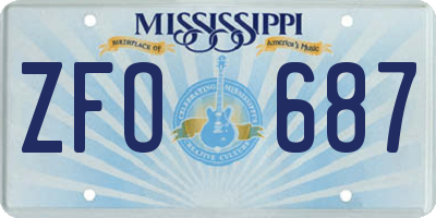 MS license plate ZFO687