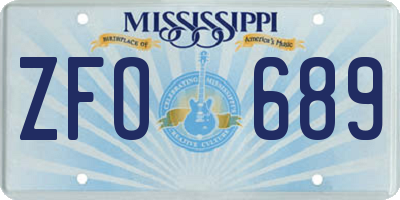 MS license plate ZFO689