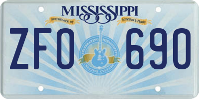 MS license plate ZFO690