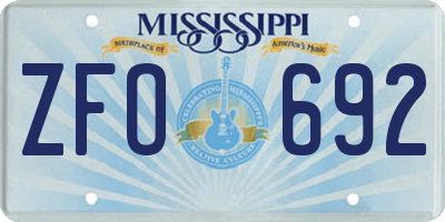 MS license plate ZFO692
