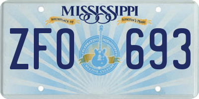 MS license plate ZFO693