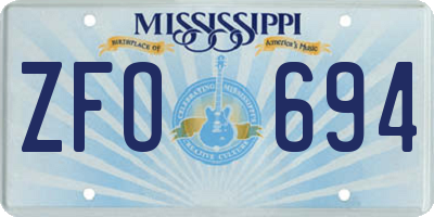 MS license plate ZFO694