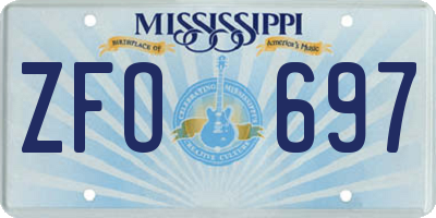 MS license plate ZFO697
