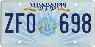 MS license plate ZFO698