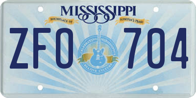 MS license plate ZFO704