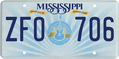 MS license plate ZFO706