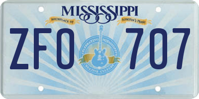 MS license plate ZFO707