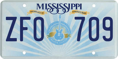 MS license plate ZFO709