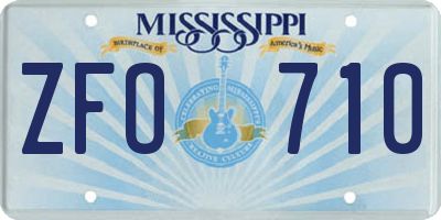 MS license plate ZFO710