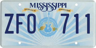 MS license plate ZFO711