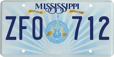 MS license plate ZFO712