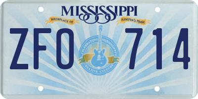 MS license plate ZFO714
