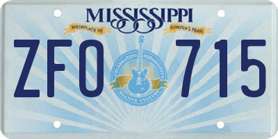 MS license plate ZFO715