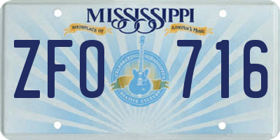 MS license plate ZFO716