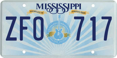 MS license plate ZFO717