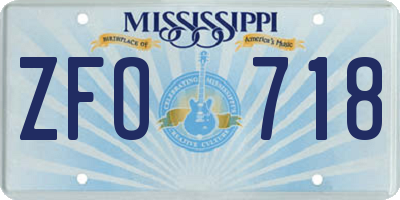 MS license plate ZFO718