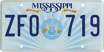 MS license plate ZFO719