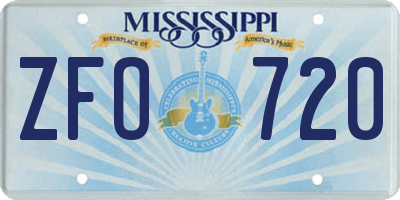 MS license plate ZFO720