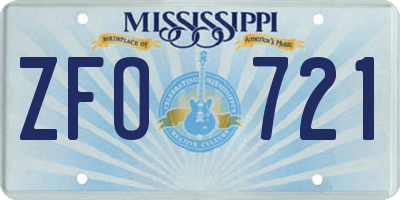 MS license plate ZFO721