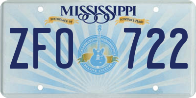 MS license plate ZFO722