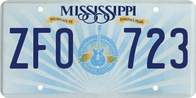 MS license plate ZFO723