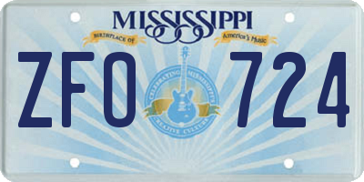 MS license plate ZFO724