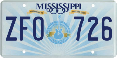 MS license plate ZFO726