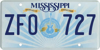 MS license plate ZFO727