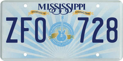 MS license plate ZFO728